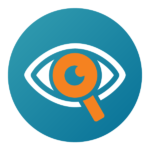 Icon of eye and magnifying glass